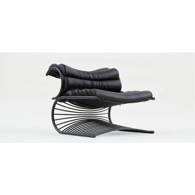 Nordic modern stainless steel single-back lounge chair, ergonomically designed for use in homes and living rooms