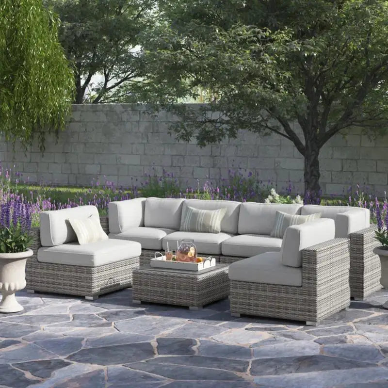 6-Piece Rattan Wicker Patio Set with Cushions - Fully Assembled Outdoor Furniture for Comfort and Style