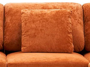 U Shaped Sectional Sofa Couch Set for Living Room Convertible Velvet with Chaise Lounge Ottoman and Pillows