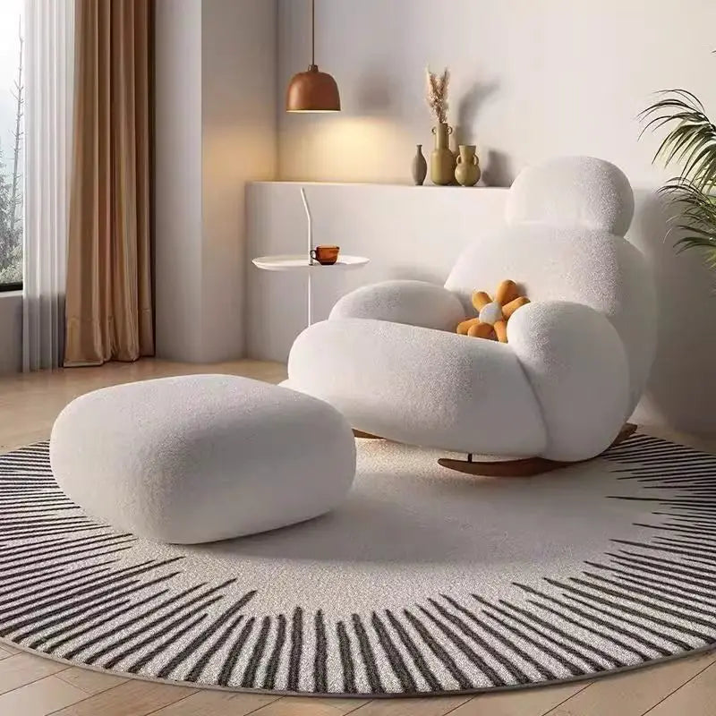 Leisure rocking chair recliner hotel balcony household living room bedroom wooden fabric adult lazy sofa