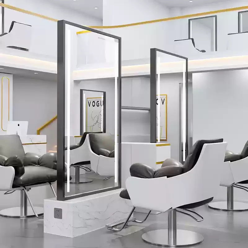 HJ Barber Shop Mirror Quick Cut Special Mirror Hair Salon Internet celebrity hair salon Full Lamp Mirror