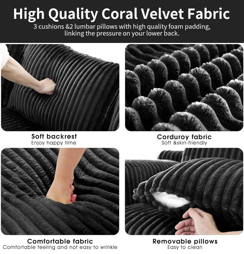 Vacuum Compression Sofa, Sofa Block Combination Fabric Sofa, Living Room Sofa Bed, 2 Pieces of The Same Color Sofa