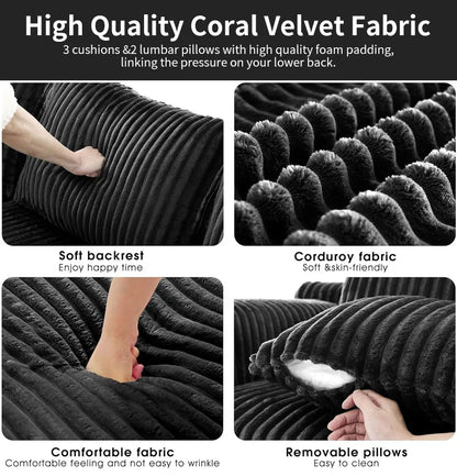 Vacuum Compression Sofa, Sofa Block Combination Fabric Sofa, Living Room Sofa Bed, 2 Pieces of The Same Color Sofa