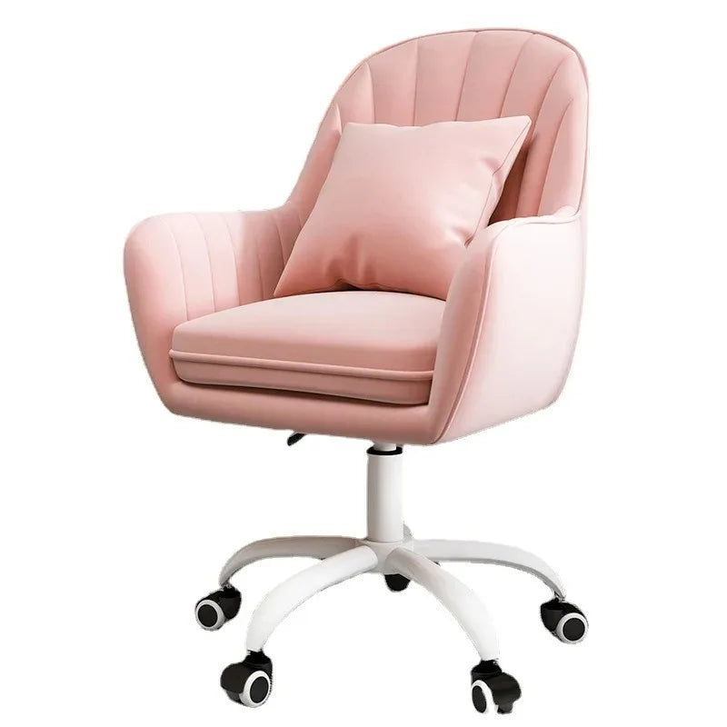 Cute Desk Chair For Girls Pink Ergonomic Computer Swivel Chair Adjustable Height Plush Padded Study Chair Bedroom Dorm Office