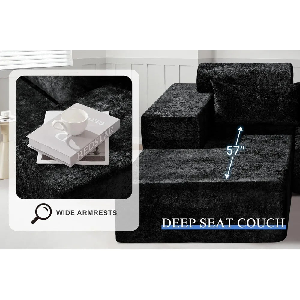 105 L-Shape Modular Sectional Sofa Couch for Living Room, No Assembly Required, Modular Comfy Sofa with Deep Seat