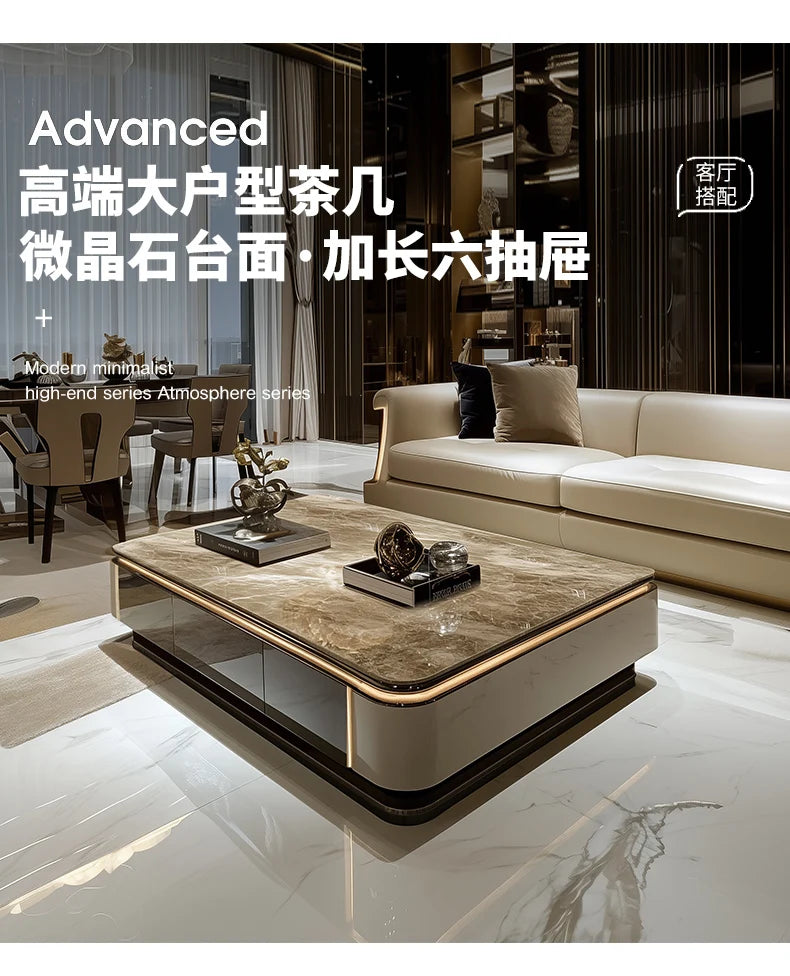 Light luxury large coffee table microcrystalline stone modern living room marble coffee table