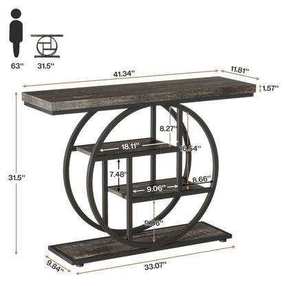 Console Table, 4-Tier Entryway Table, 41.3-Inch Industrial Sofa Table for Living Room, Foyer Hallway Table for Entrance