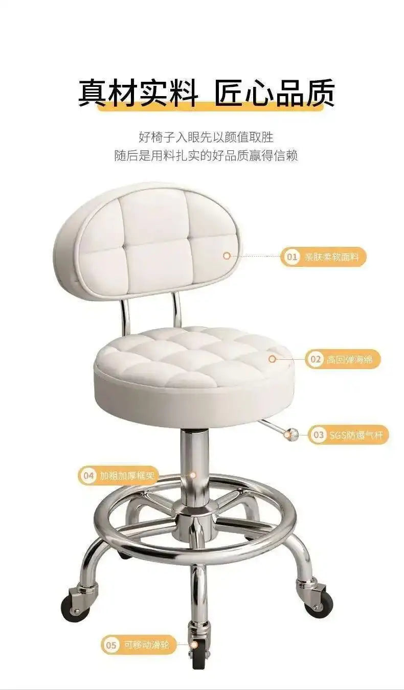 Aesthetic Hairdressing Chair Backrest Simple Rolling Rotating Barber Chair Portable Mocho Cadeira Barber Equipment MQ50BC