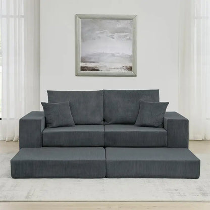 Modern Modular Cloud Sectional Sofa, L-Shaped Sleeper Couch with Removable Ottoman and Pillows for Living Room, Apartment,