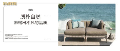 Rattan Sofa Nordic Villa Area Courtyard Outdoor Sofa Furniture Model Room Outdoor Soft Decoration Bed Recliner Waterproof