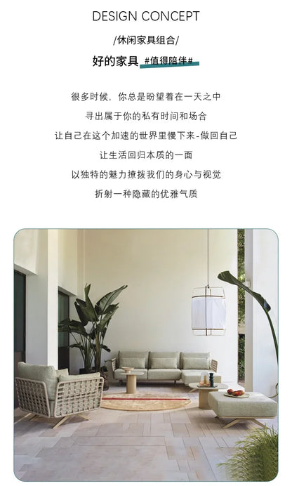 New arrive Nordic outdoor sofa rainproof rattan cafe courtyard hotel garden leisure card seat combination420