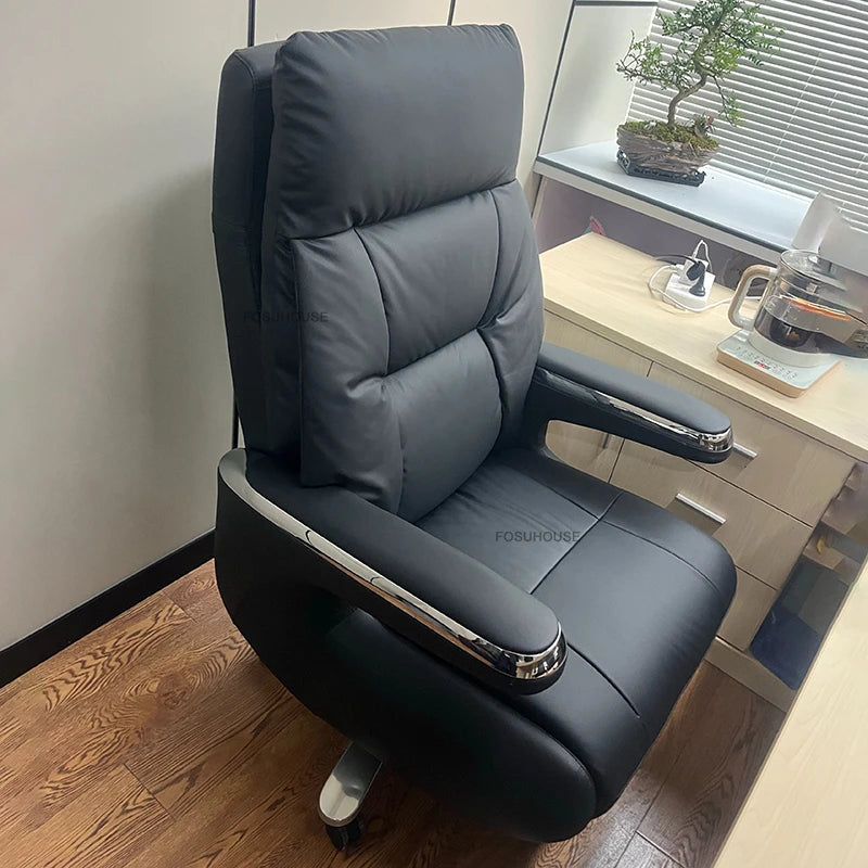 Nordic Leather Executive Computer Armchair Electric Reclining Office Chairs European Bedroom Furniture Home Ergonomic Desk Chair