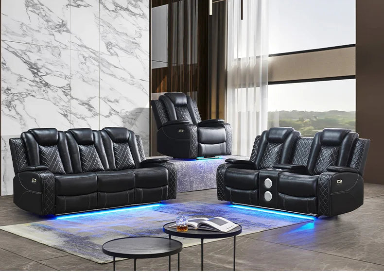 Power Reclining Sofa with Wireless Charging, LED, Speakers & Reading Light