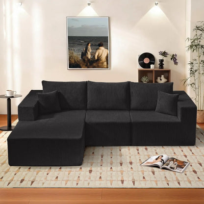 108'' Cloud Couch Modular Sectional Sofa with L-Shape Chaise Modern Upholstered Corduroy Living Room Customized Sofa Set