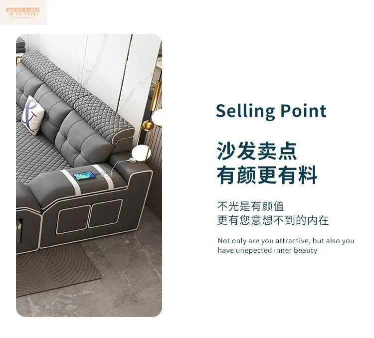 Modern leave-in multi-functional sofa, simple size, detachable and washable fabric sofa combination U-shaped sofa living room