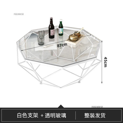 Nordic Light Luxury Tempered Glass Coffee Tables Small Apartment Sofa Side Table Simple Iron Corner Table Living Room Furniture