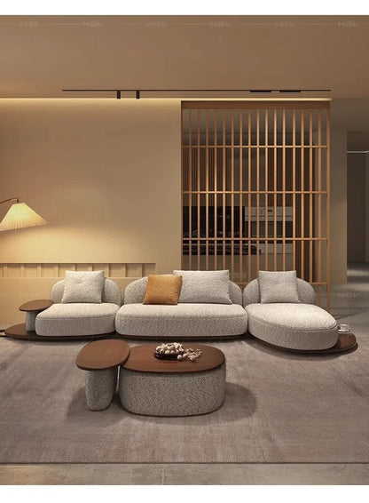 Living Room Coffee Table Designer Creative Three-person Log Style Furniture Modern Simple Modern Morocco Fabric Sectional Sofas