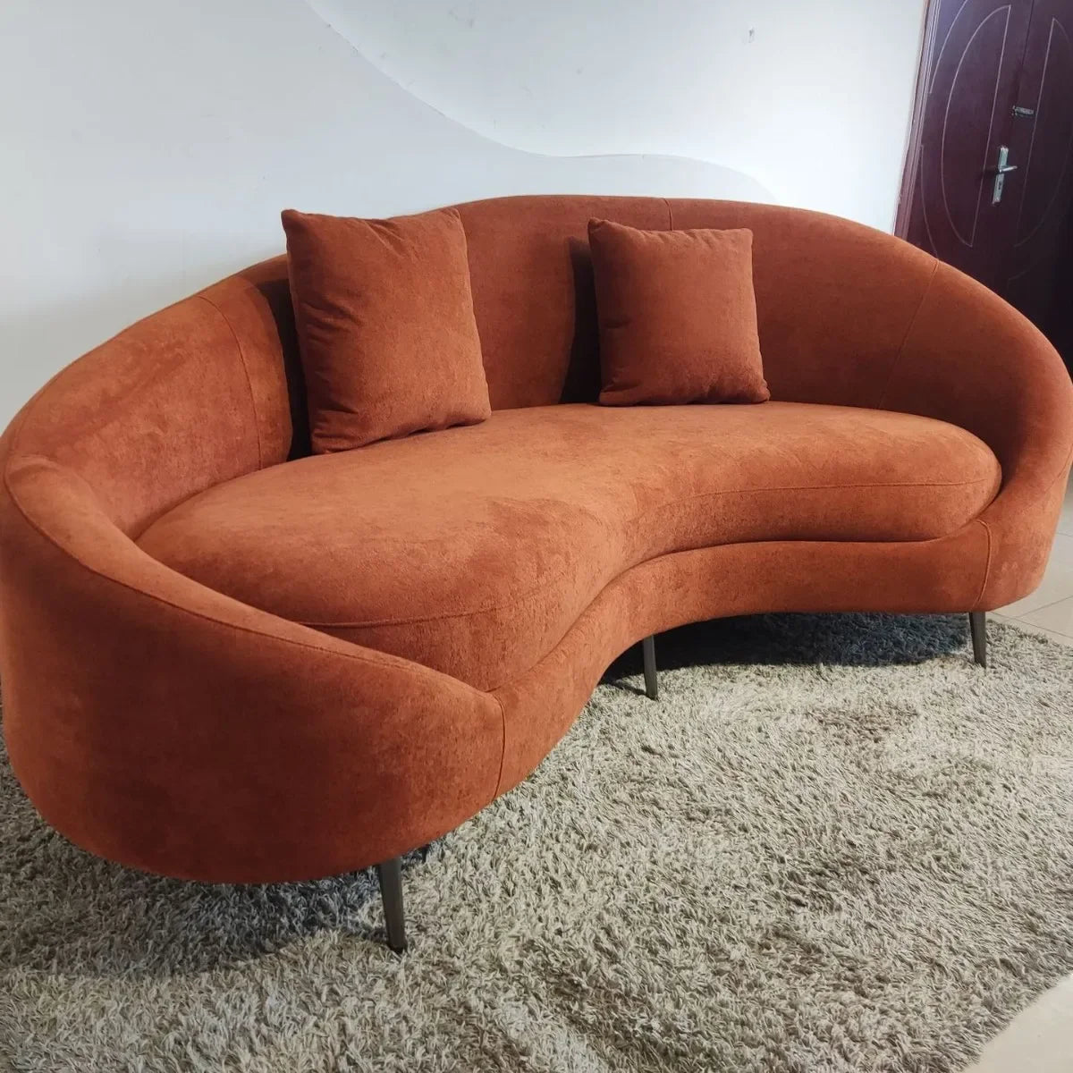 Cashew curved fabric sofa, living room lazy leisure Internet celebrity simple soft sofa