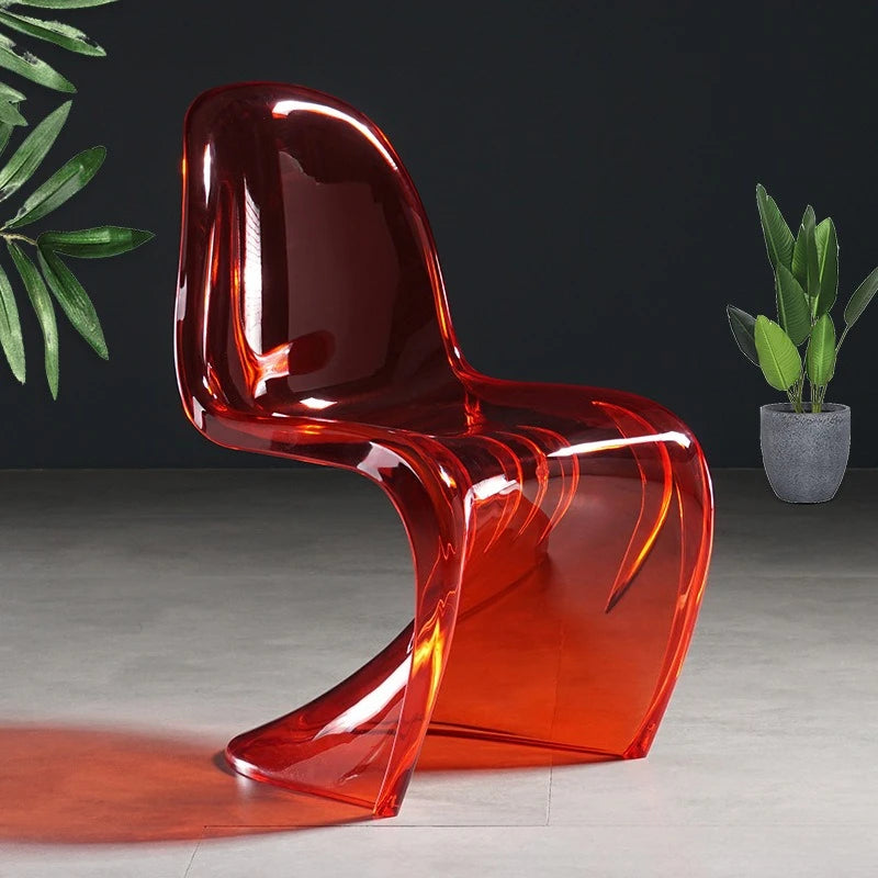 Nordic Modern Simple Creative Acrylic Plastic Dining Chair Red S Beauty Chair Crystal Transparent Pandong Chair Wow