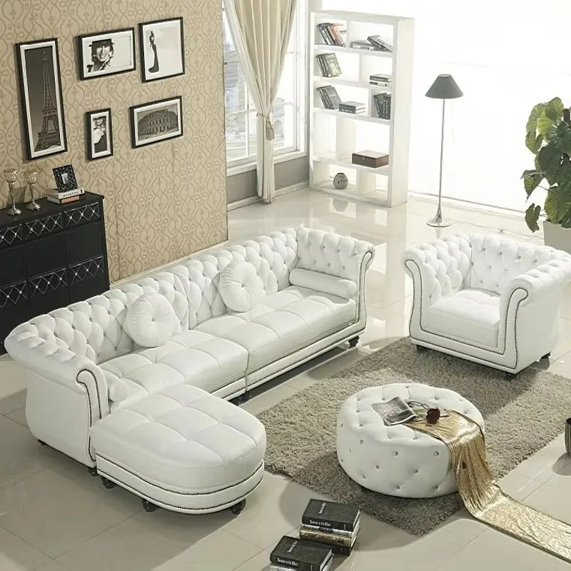 White leather sofa set furniture leather living room sofa
