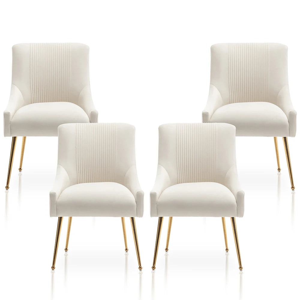 SEYNAR Modern Velvet Dining Chairs Set of 4, Upholstered Barrel Pleated Side Accent Chair for Bedroom,Living Room
