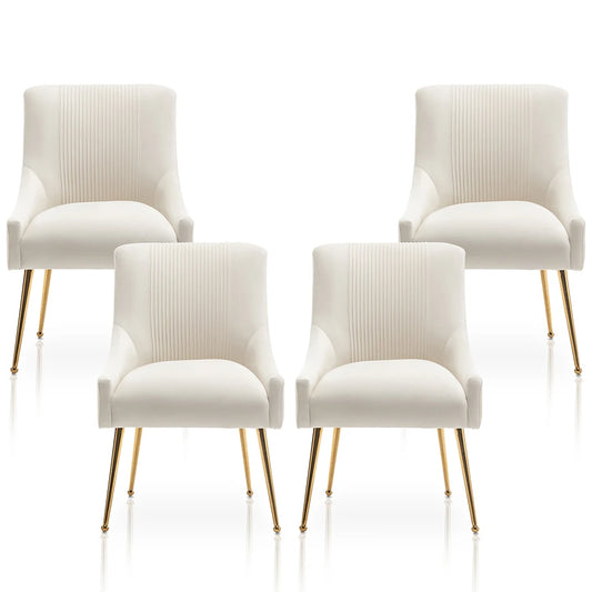 SEYNAR Modern Velvet Dining Chairs Set of 4, Upholstered Barrel Pleated Side Accent Chair for Bedroom,Living Room