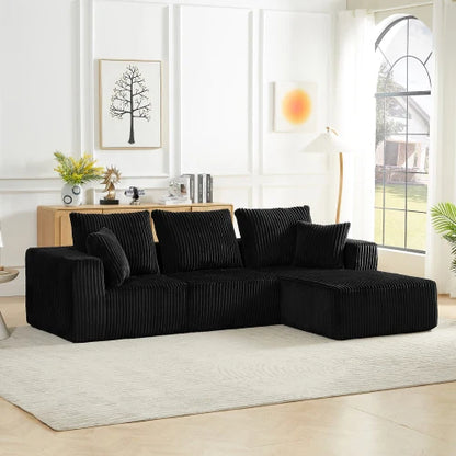 Modular Sectional Sofa, Modern Corduroy Cloud Couch with Deep Seat, Upholstered 4-Seater Sofa for Living Room