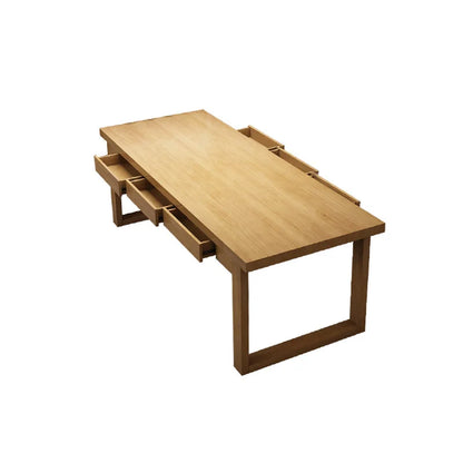 Nordic solid wood dining table with drawers household small apartment dining table rectangular dining