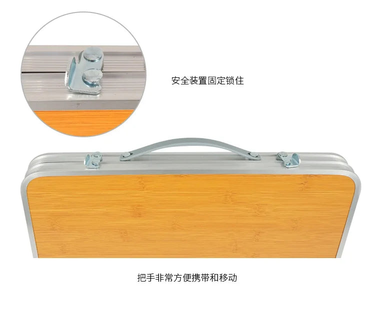 Outdoor Picnic Barbecue Bamboo Wood Bamboo Board Table Camping Portable Portable Folding Table Simple Furniture Computer Table