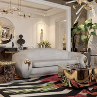 Italian light luxury leather sofa, high end designer villa living room home sofa