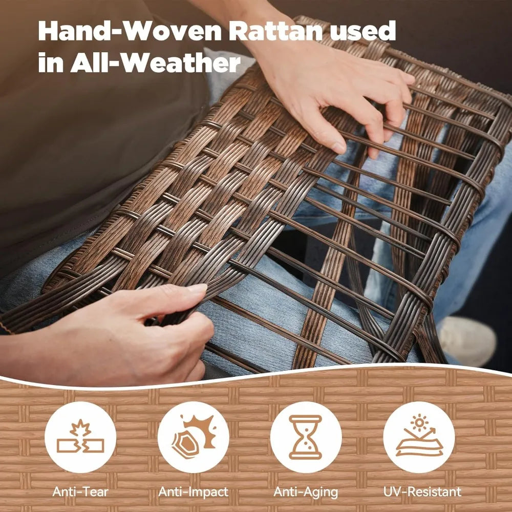 Patio Wicker Chairs Swivel Rocker-Outdoor Swivel Rocker Chair Set of 2 with All Weather Wicker Glider Rocker Set, PE Rattan Swiv