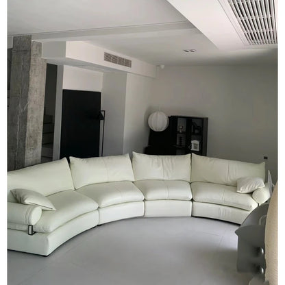 Light luxury designer curved condensed milk white cream wind large apartment special-shaped living room arc sofa