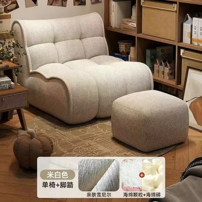 Lazy Sofa Single Leisure Sofa Chair Reclining Sleeping Balcony Bedroom Single Tatami Living Room Sofas with Footstool Furniture