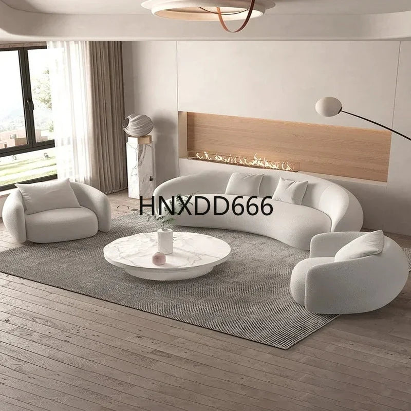 Minimalist Arc Shaped Sofa for Living Room - Modern Cashew Design