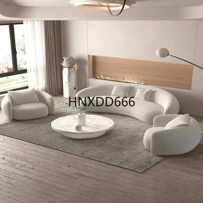 Minimalist Arc Shaped Sofa for Living Room - Modern Cashew Design