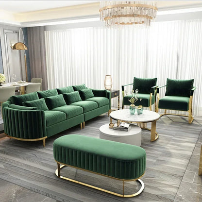 Hot Luxury Sofa Living Room Furniture Curved Dresser Home Lounge Sofa Sets Italian Modern Fabric Velvet Sofa Set Furniture