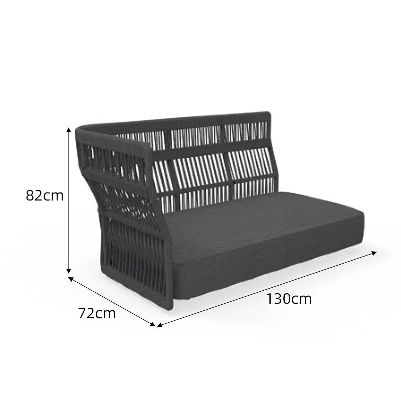 Outdoor rattan sofa combination outdoor open-air waterproof sunscreen rattan tables and chairs villa home leisure garden