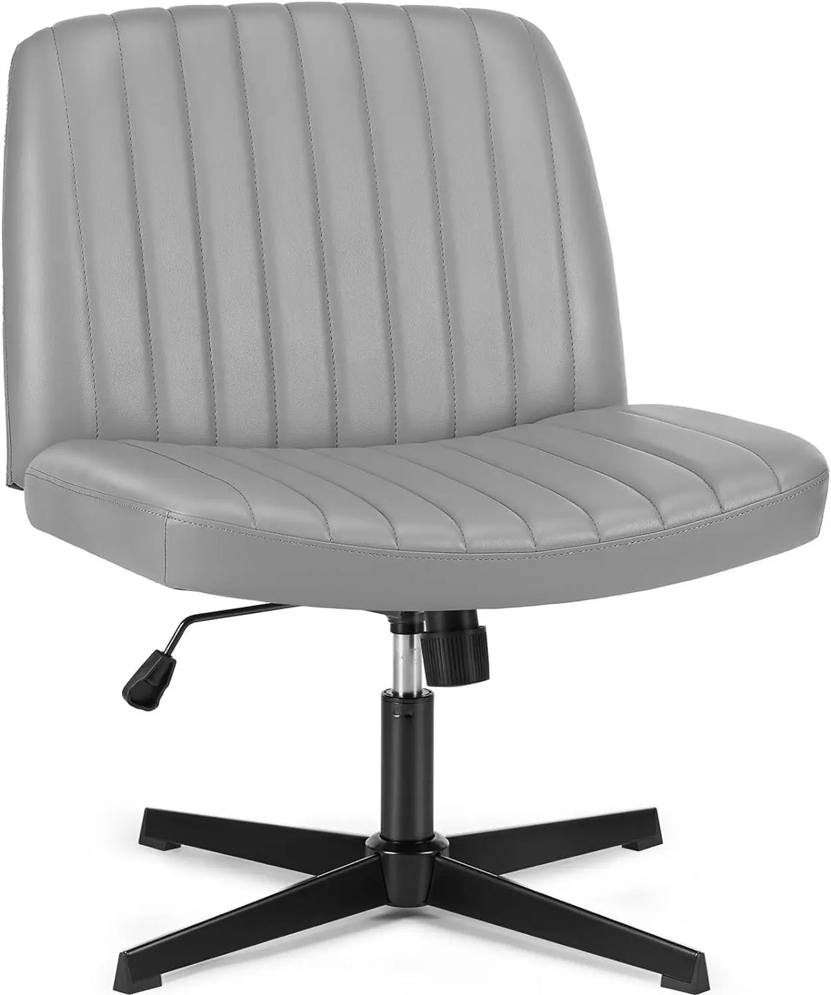 Criss Cross Legged Office Chair, Armless Wide Seat No Wheels, Modern Home Desk Height Adjustable Swivel