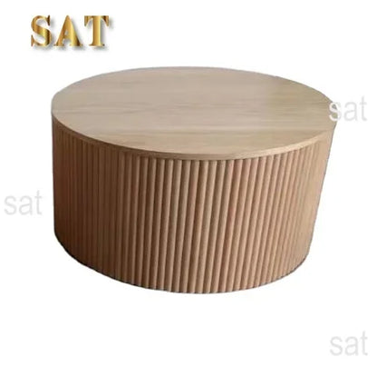 -Wood Fluted Reed Coffee Living Room Round Coffee Tables Of The Room