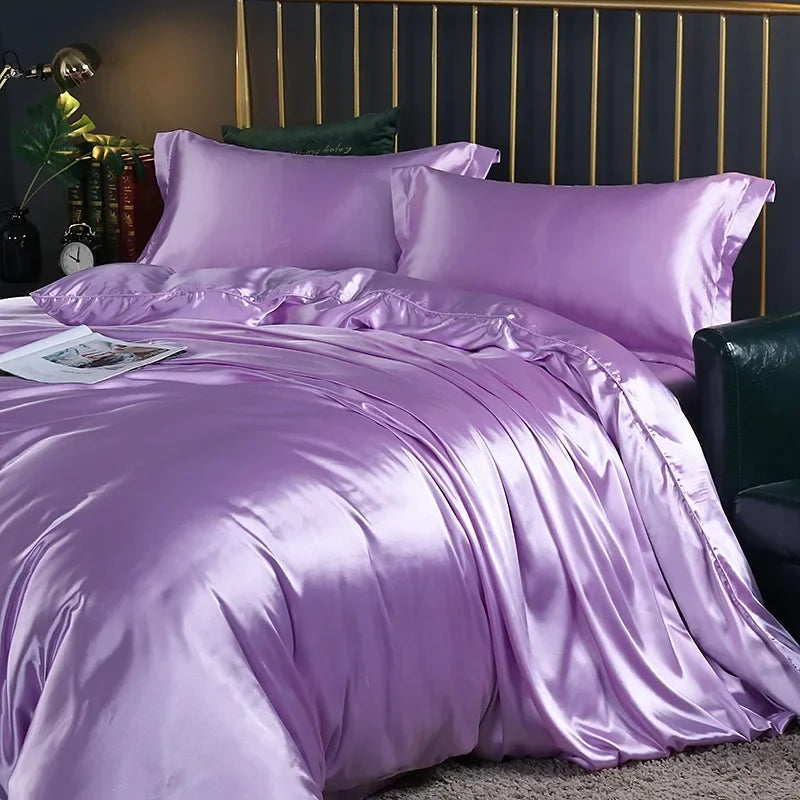 Luxury 100% Mulberry Silk Bedding Set with Duvet Cover Set Double King Queen Size Bedding Cover Kit 4pcs Bed Cover Bed Linen Set