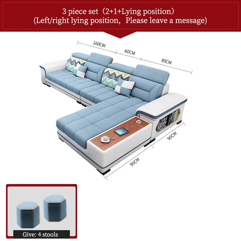 For living room minimalist modern large unit furniture set combination cotton and linen 2024 new technology fabric sofa