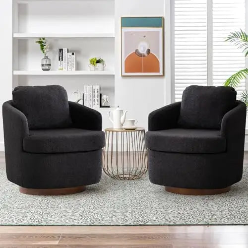 Hot Sales Hot Sales Modern Oversized Swivel Chair Boucle Sherpa Upholstered Barrel Armchair Wood Base White Accent Chair For Liv