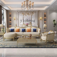 ZZ ZF Light Luxury Leather Solid Wood Sofa Combination Simple Luxury Complete Villa