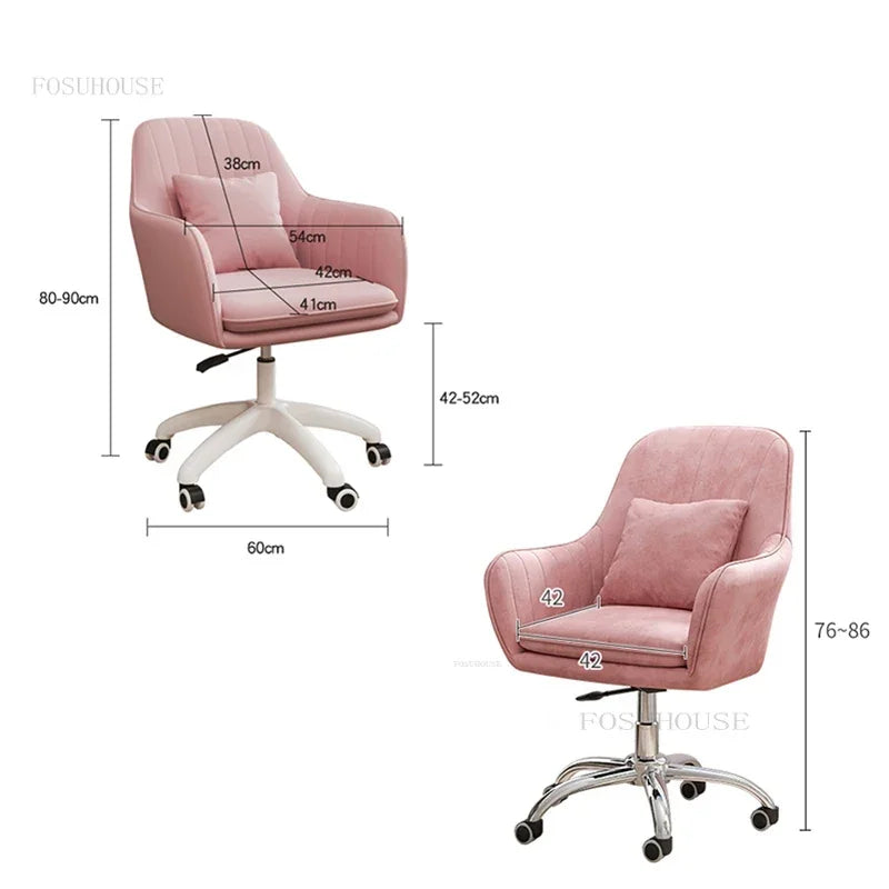Ergonomic Nordic Office Chair Modern Design with Armrest Soft Cushion Lift Swivel Backrest Computer Chair for Home Conference