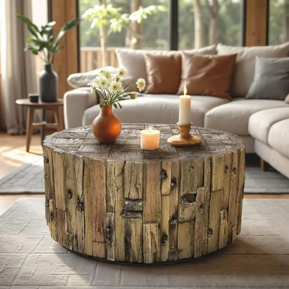 Light Luxury round Tea Table Solid Wood Living Room Small Apartment round Tea Table Creative Simple Nordic Coffee Table