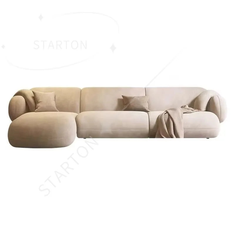 High End Villa Furniture Set Italian Light Luxury Velvet L Shape Corner Sofa Elegant Design Living Room Sofa Set for Wholesale