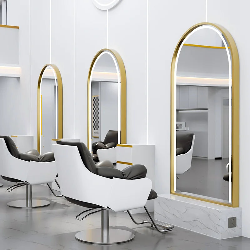 HJ Barber Shop Mirror Quick Cut Special Mirror Hair Salon Internet celebrity hair salon Full Lamp Mirror