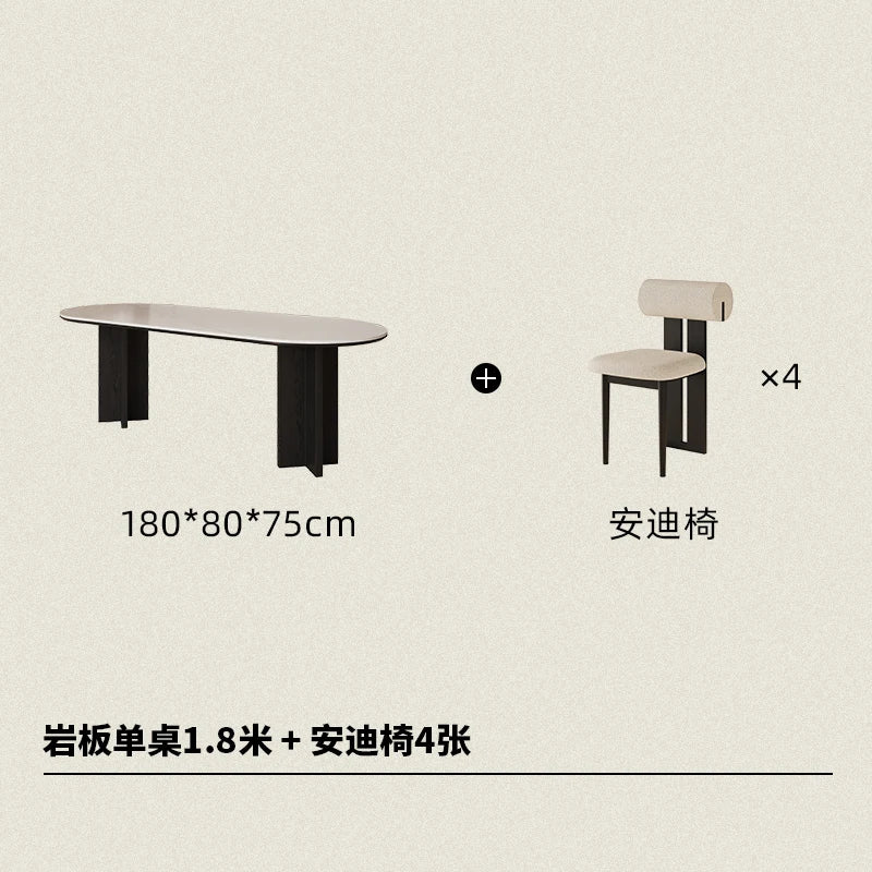 HTT oval dining table and chairs retro living room modern light luxury dining room rock slab home accessories