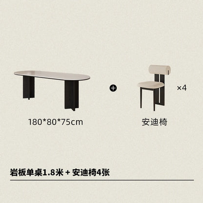 HTT oval dining table and chairs retro living room modern light luxury dining room rock slab home accessories