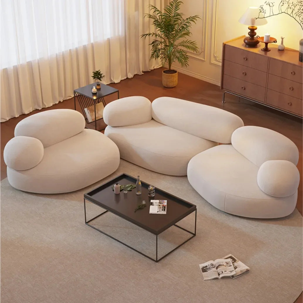 Internet celebrity fabric sofa small cobblestone sofa combination, modern simple creative leisure